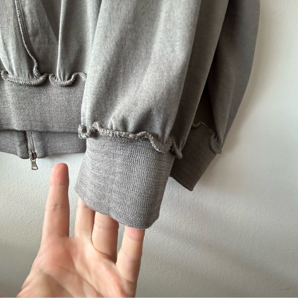 TRANSIT Par Such Silky Hoodie Jacket in Taupe Made in Italy - Picture 9 of 12